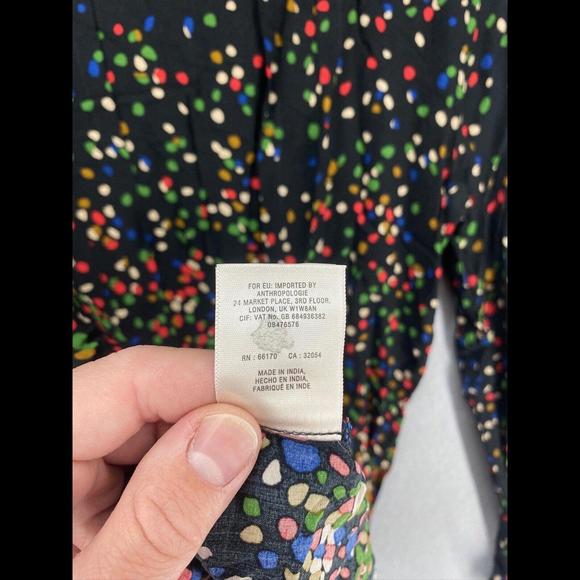 Antrophology Maeve Button Down Women’s 4 Black Wynwood Confetti Polka Dot Blouse - Picture 8 of 9
